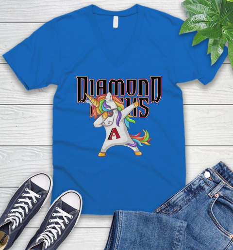 Arizona Diamondbacks MLB Baseball Funny Unicorn Dabbing Sports V-Neck T-Shirt 6