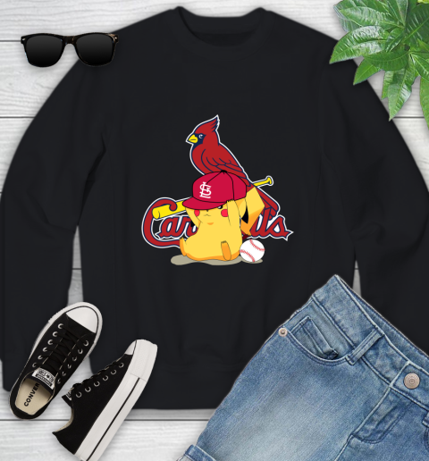 MLB Pikachu Baseball Sports St.Louis Cardinals Youth Sweatshirt - Image 3