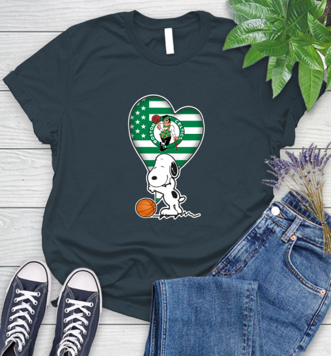 Boston Celtics NBA Basketball The Peanuts Movie Adorable Snoopy Women's T-Shirt 8