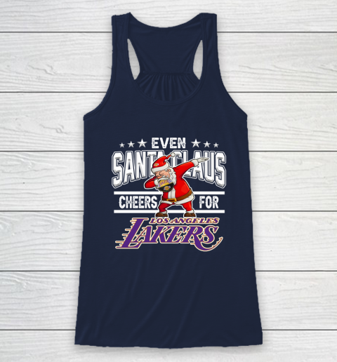 Los Angeles Lakers Even Santa Claus Cheers For Christmas NBA Racerback Tank 8