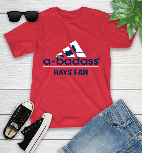 MLB A Badass Tampa Bay Rays Fan Adidas Baseball Sports Youth T-Shirt 13