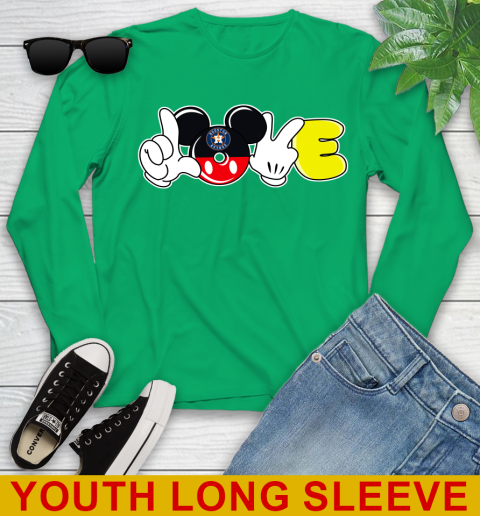 Houston Astros MLB Baseball Love Mickey Disney Sports Youth Long Sleeve 7