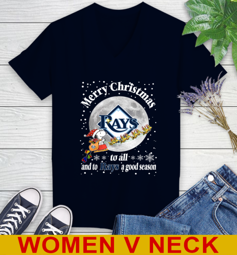 Tampa Bay Rays Merry Christmas To All And To Rays A Good Season MLB Baseball Sports Women's V-Neck T-Shirt 2