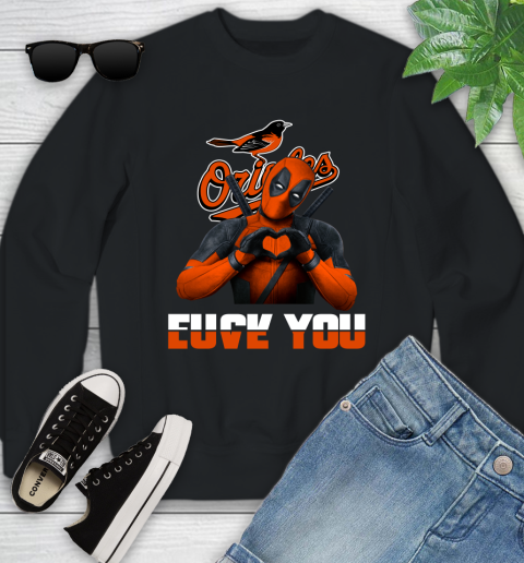 MLB Baltimore Orioles Deadpool Love You Fuck You Baseball Sports Youth Sweatshirt