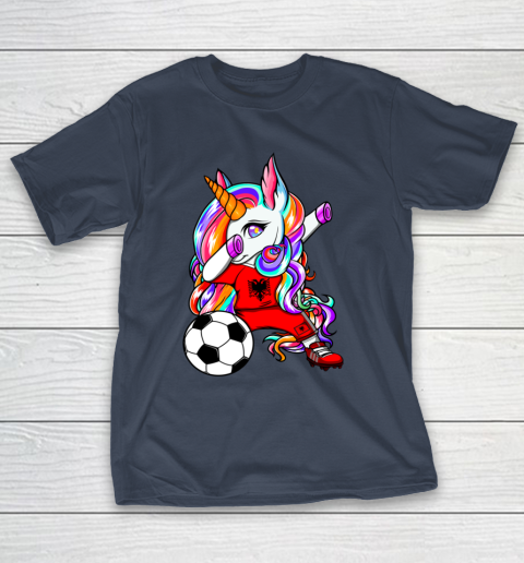 Dabbing Unicorn Albania Soccer Fans Jersey Albanian Football T-Shirt 16