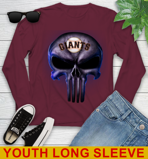 San Francisco Giants MLB Baseball Punisher Skull Sports Youth Long Sleeve 6
