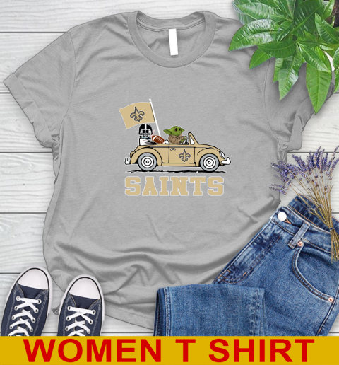 NFL Football New Orleans Saints Darth Vader Baby Yoda Driving Star Wars Shirt Women's T-Shirt 5