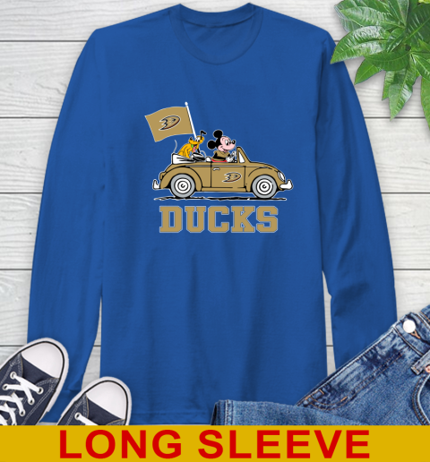 NHL Hockey Anaheim Ducks Pluto Mickey Driving Disney Shirt Long Sleeve T-Shirt 9