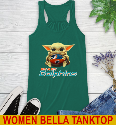 NFL Football Miami Dolphins Baby Yoda Star Wars Shirt Racerback Tank 7