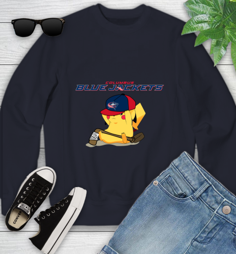 NHL Pikachu Hockey Sports Columbus Blue Jackets Youth Sweatshirt 3