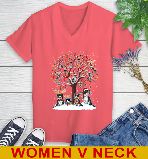 Border collie dog pet lover light christmas tree shirt 78