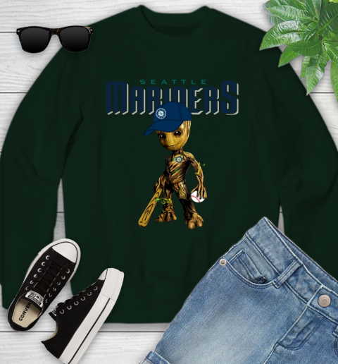 MLB Seattle Mariners Groot Guardians Of The Galaxy Baseball Youth Sweatshirt 10