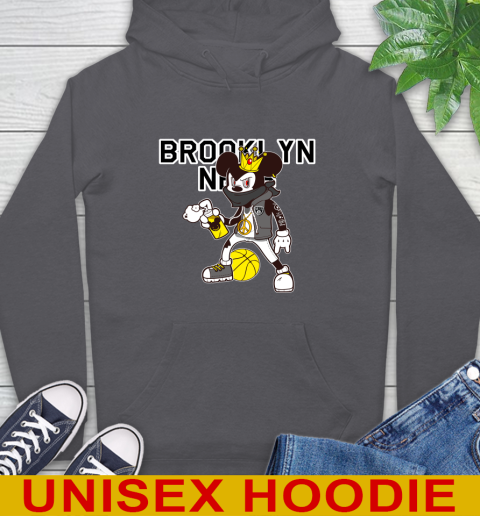 Brooklyn Nets NBA Basketball Mickey Peace Sign Sports Hoodie 7