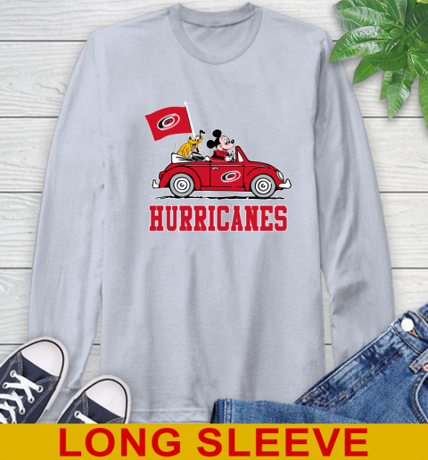NHL Hockey Carolina Hurricanes Pluto Mickey Driving Disney Shirt Long Sleeve T-Shirt 6