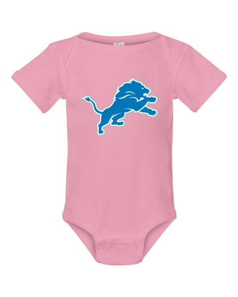 Custom NFL Detroit Lions Logo Short Sleeve Baby Infant Bodysuit