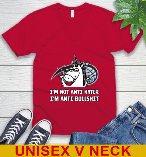 Orlando Magic NBA Basketball Unicorn I'm Not Anti Hater I'm Anti Bullshit V-Neck T-Shirt 7