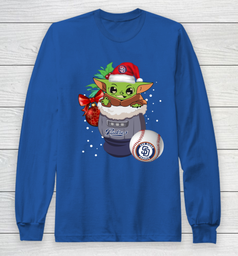 San Diego Padres Christmas Baby Yoda Star Wars Funny Happy MLB Long Sleeve T-Shirt 9