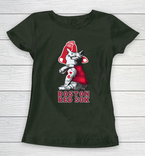 MLB Baseball My Cat Loves Boston Red Sox Women's T-Shirt 4
