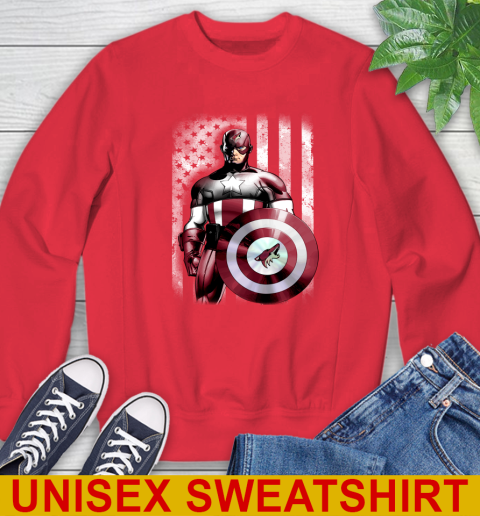 Arizona Coyotes NHL Hockey Captain America Marvel Avengers American Flag Shirt Sweatshirt 12