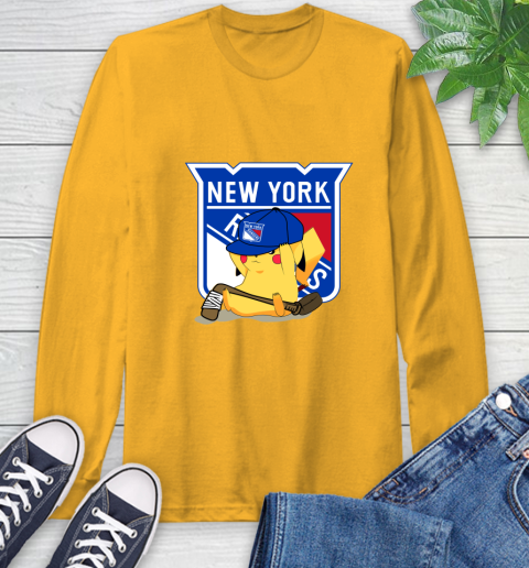 NHL Pikachu Hockey Sports New York Rangers Long Sleeve T-Shirt 3