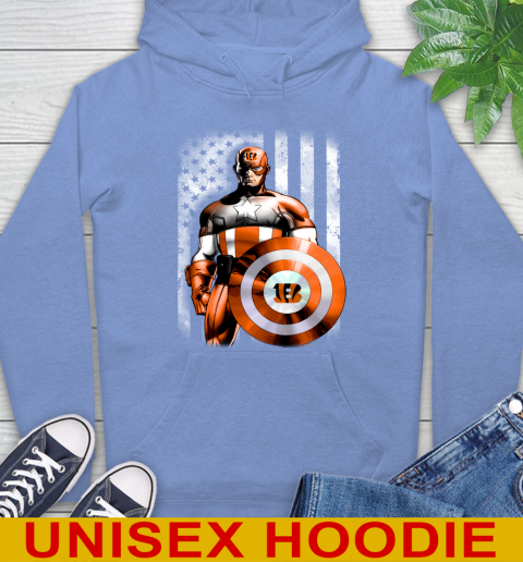 Cincinnati Bengals NFL Football Captain America Marvel Avengers American Flag Shirt Hoodie 11