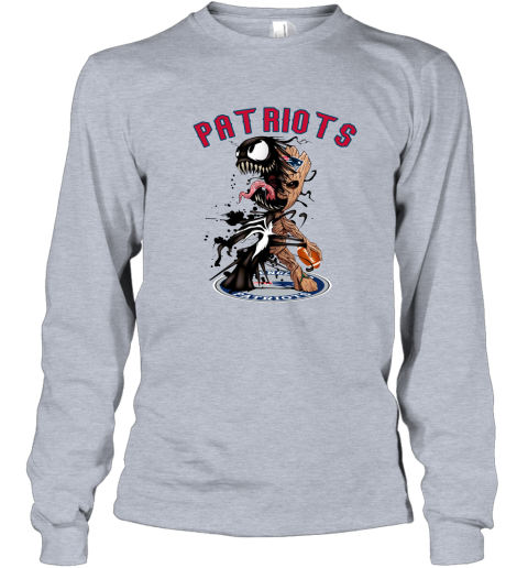 NFL New England Patriots Football Venom Groot Guardians Of The Galaxy PItlJx8E88C long sleeve tee 14 95 151514 front sport grey