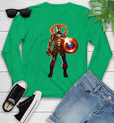 NFL Captain America Marvel Avengers Endgame Football Sports Chicago Bears Youth Long Sleeve 6