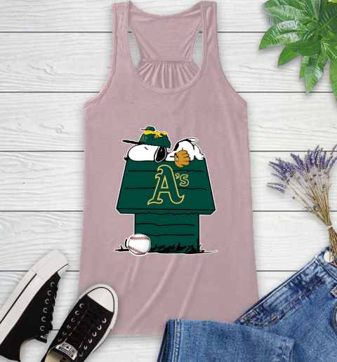 MLB Oakland Athletics Snoopy Woodstock The Peanuts Movie Baseball T Shirt Racerback Tank 11