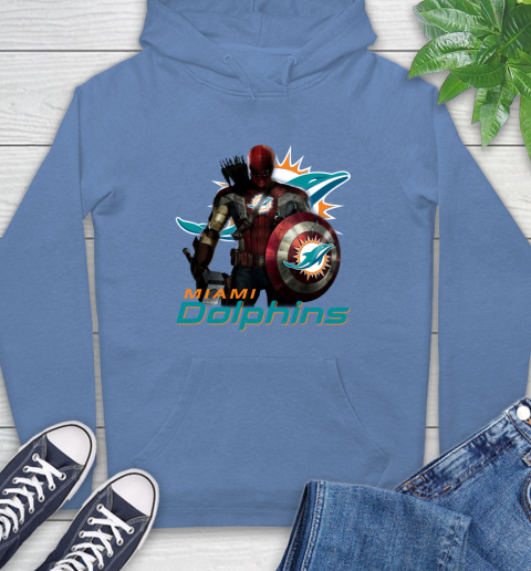 NFL Captain America Thor Spider Man Hawkeye Avengers Endgame Football Miami Dolphins Hoodie 11