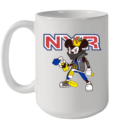New York Rangers NHL Hockey Mickey Peace Sign Sports Ceramic Mug 15oz