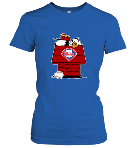 Philadelphia Phillies Snoopy And Woodstock Resting Together MLB Women's T- Shirt 