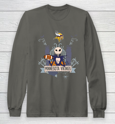 NFL Minnesota Vikings Football Jack Skellington Halloween Long Sleeve T-Shirt 5