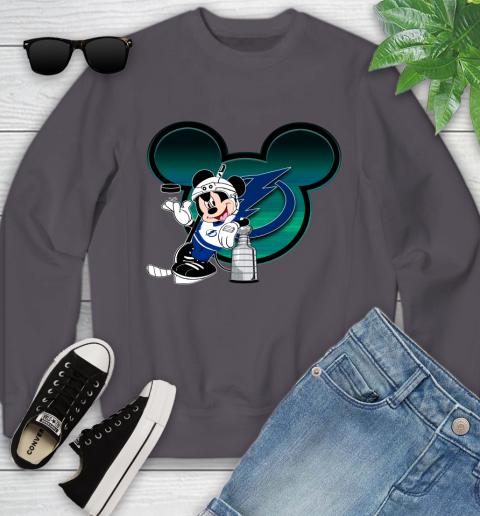 NHL Tampa Bay Lightning Stanley Cup Mickey Mouse Disney Hockey T Shirt Youth Sweatshirt 6