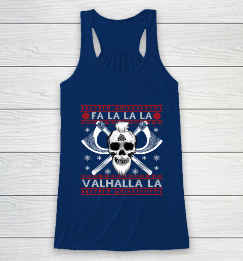 Ugly Christmas Sweater Fa La La Valhalla Viking Racerback Tank 6