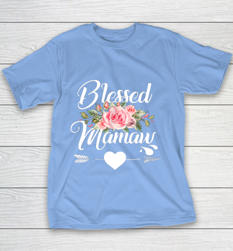 Blessed Mamaw Thanksgiving Christmas Floral Gift For Grandma Youth T-Shirt 8