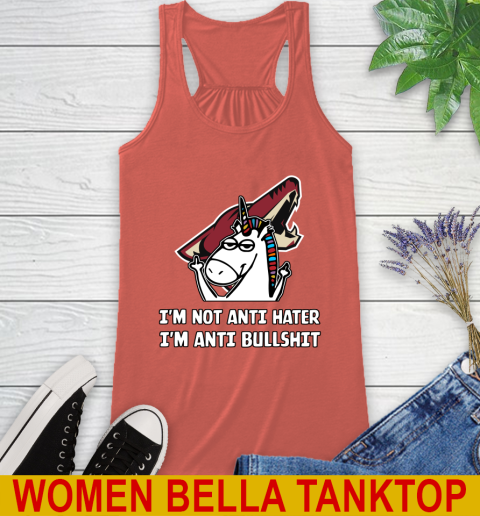 Arizona Coyotes NHL Hockey Unicorn I'm Not Anti Hater I'm Anti Bullshit Racerback Tank 4