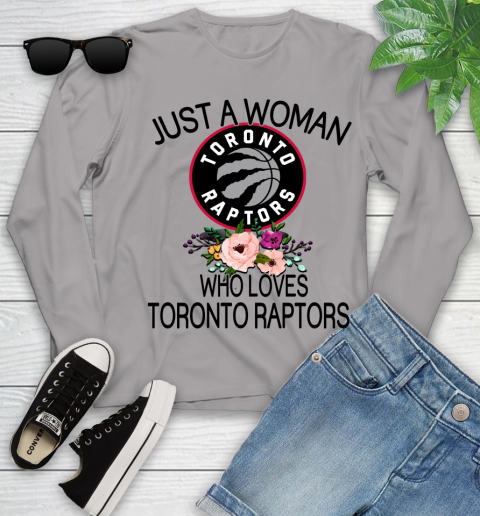 NBA Just A Woman Who Loves Toronto Raptors Basketball Sports Youth Long Sleeve 3