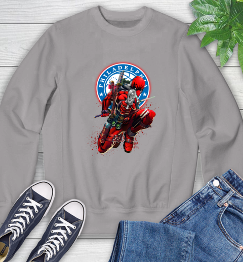 NBA Deadpool Marvel Comics Sports Basketball Philadelphia 76ers Sweatshirt 5