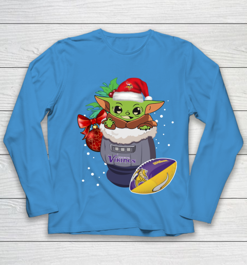 Minnesota Vikings Christmas Baby Yoda Star Wars Funny Happy NFL Youth Long Sleeve 7