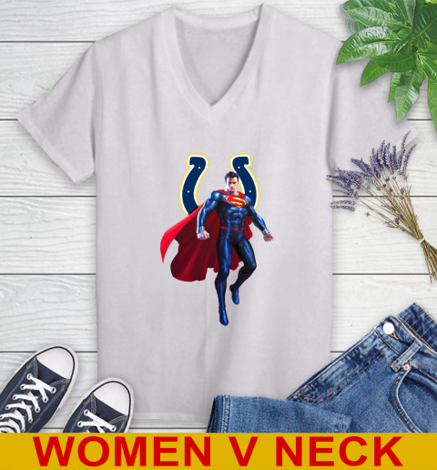 NFL Superman DC Sports Football Indianapolis Colts Women's V-Neck T-Shirt