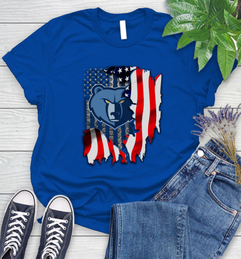Memphis Grizzlies NBA Basketball American Flag Women's T-Shirt 12
