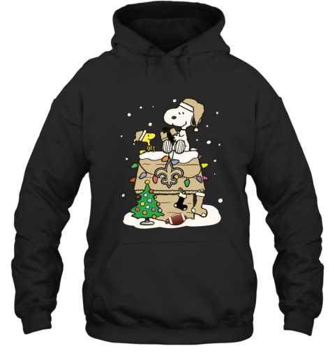 ybf0 a happy christmas with new orleans saints snoopy hoodie 23 front black