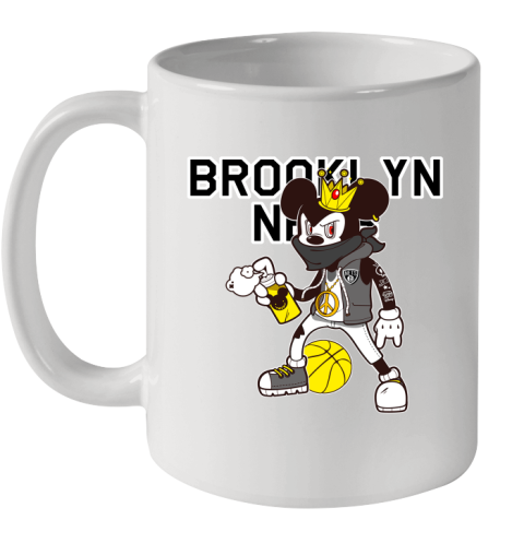 Brooklyn Nets NBA Basketball Mickey Peace Sign Sports Ceramic Mug 11oz