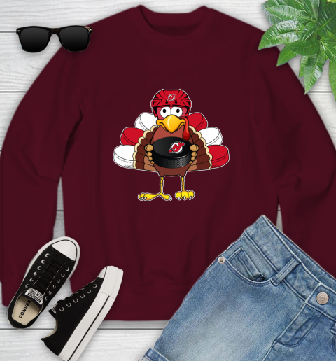 New Jersey Devils Turkey Thanksgiving Day Youth Sweatshirt 5
