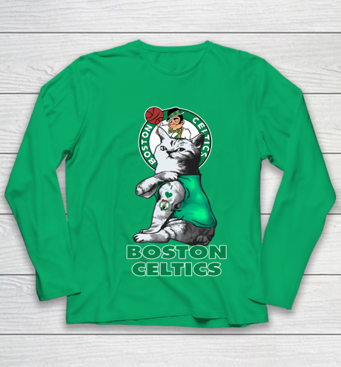 NBA Basketball My Cat Loves Boston Celtics Youth Long Sleeve 4