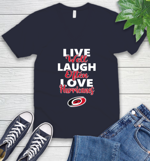 NHL Hockey Carolina Hurricanes Live Well Laugh Often Love Shirt V-Neck T-Shirt 3 NHL Hockey Carolina Hurricanes Live Well Laugh Often Love Shirt V-Neck T-Shirt - Image 3
