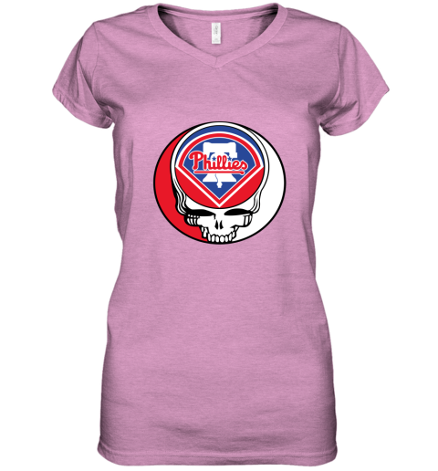 Philadelphia Phillies The Grateful Dead Baseball MLB Mashup Women's V-Neck  T-Shirt 