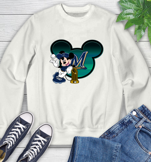 MLB Milwaukee Brewers The Commissioner's Trophy Mickey Mouse Disney Sweatshirt