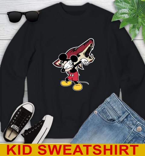 Arizona Coyotes NHL Hockey Dabbing Mickey Disney Sports Youth Sweatshirt 2