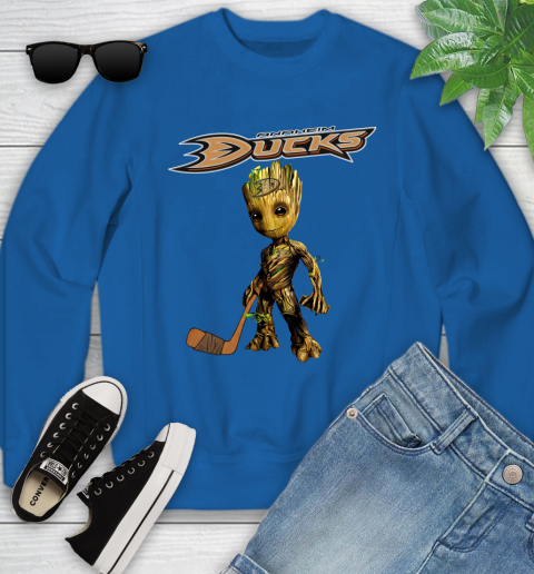 Anaheim Ducks NHL Hockey Groot Marvel Guardians Of The Galaxy Youth Sweatshirt 8
